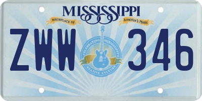 MS license plate ZWW346