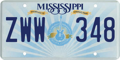 MS license plate ZWW348
