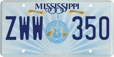 MS license plate ZWW350