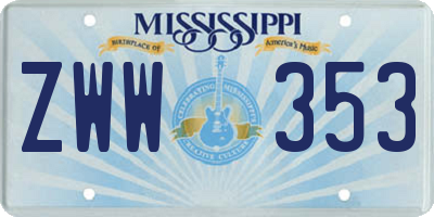 MS license plate ZWW353