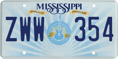 MS license plate ZWW354