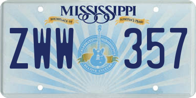 MS license plate ZWW357