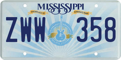 MS license plate ZWW358