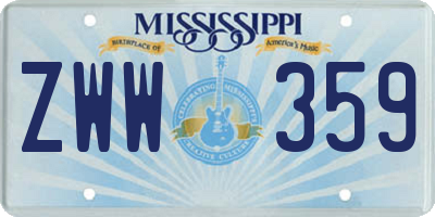 MS license plate ZWW359