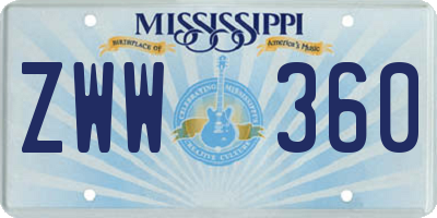 MS license plate ZWW360