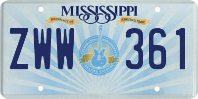 MS license plate ZWW361