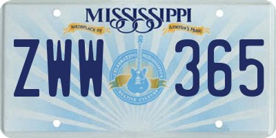 MS license plate ZWW365