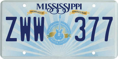 MS license plate ZWW377
