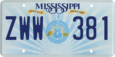 MS license plate ZWW381