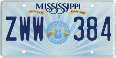 MS license plate ZWW384
