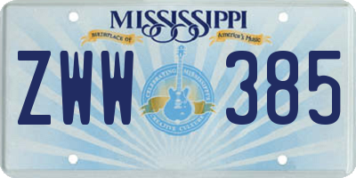 MS license plate ZWW385