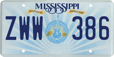 MS license plate ZWW386