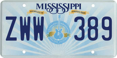 MS license plate ZWW389