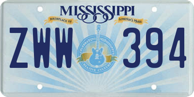 MS license plate ZWW394