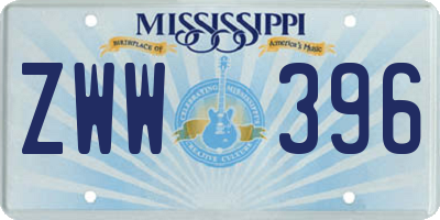 MS license plate ZWW396