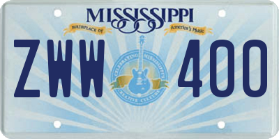 MS license plate ZWW400