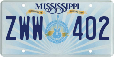 MS license plate ZWW402