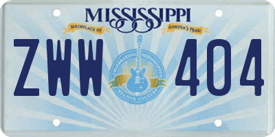 MS license plate ZWW404