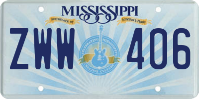 MS license plate ZWW406