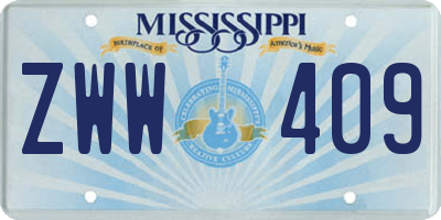MS license plate ZWW409