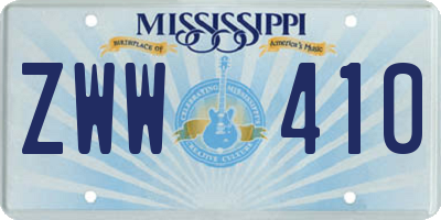 MS license plate ZWW410