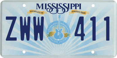 MS license plate ZWW411