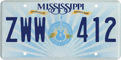 MS license plate ZWW412