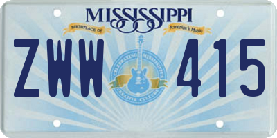 MS license plate ZWW415