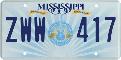MS license plate ZWW417