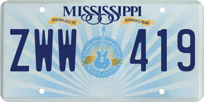 MS license plate ZWW419