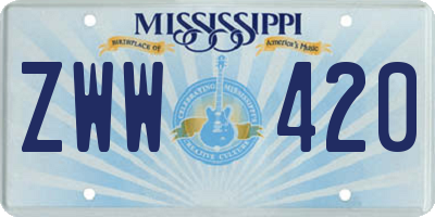 MS license plate ZWW420