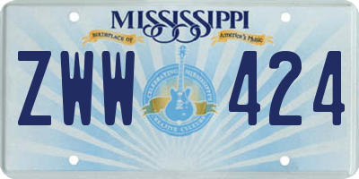 MS license plate ZWW424