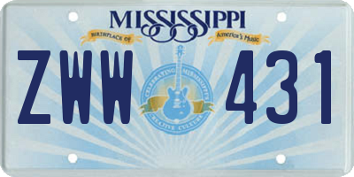 MS license plate ZWW431