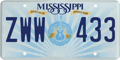 MS license plate ZWW433