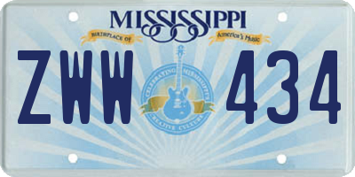 MS license plate ZWW434