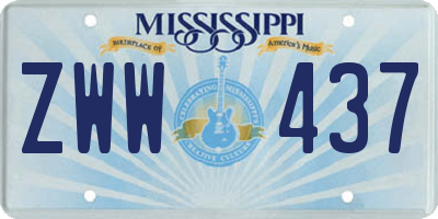 MS license plate ZWW437