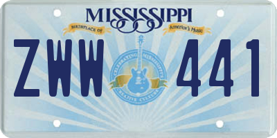 MS license plate ZWW441
