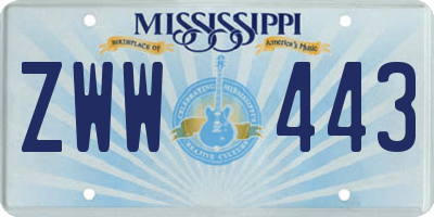 MS license plate ZWW443