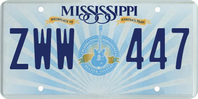 MS license plate ZWW447