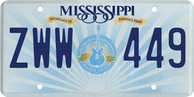 MS license plate ZWW449