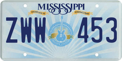 MS license plate ZWW453