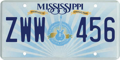 MS license plate ZWW456