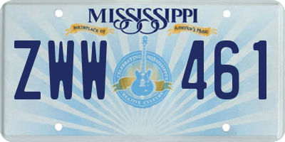 MS license plate ZWW461