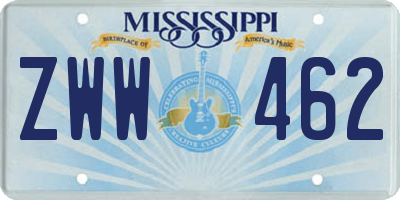 MS license plate ZWW462