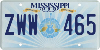 MS license plate ZWW465