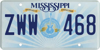 MS license plate ZWW468