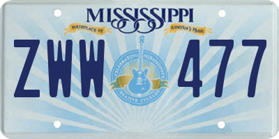 MS license plate ZWW477