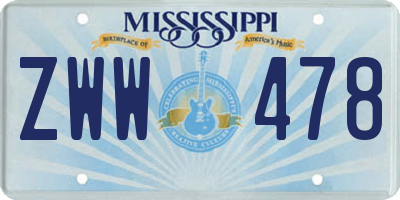 MS license plate ZWW478