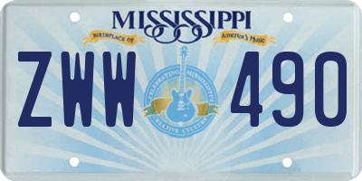 MS license plate ZWW490
