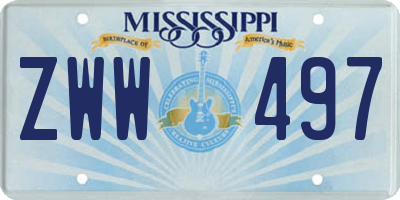 MS license plate ZWW497
